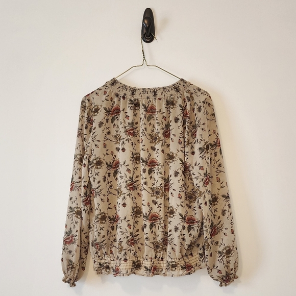 Small Cream George Floral Pattern Blouse Long Sleeve - Picture 2 of 4